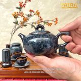  Bộ ấm chén Men Hỏa Biến Hồng Vân Đen HN014 