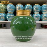  Bình Đựng Trà Họa Tiết Hoa Đào Men Ngọc 