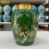  Bình Đựng Trà Họa Tiết Hoa Đào Men Ngọc 