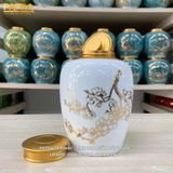  Bình Đựng Trà Họa Tiết Hoa Đào Men Trắng 