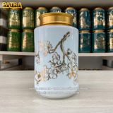  Bình Đựng Trà Họa Tiết Hoa Đào Men Trắng 