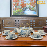  Sơn Thủy Hữu Tình - Bộ Ấm Trà Men Rạn Cổ Bát Tràng Cao Cấp 