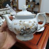  Bộ ấm chén Vinh Hoa Phú Quý Men Trắng Họa Tiết Vàng 18k 