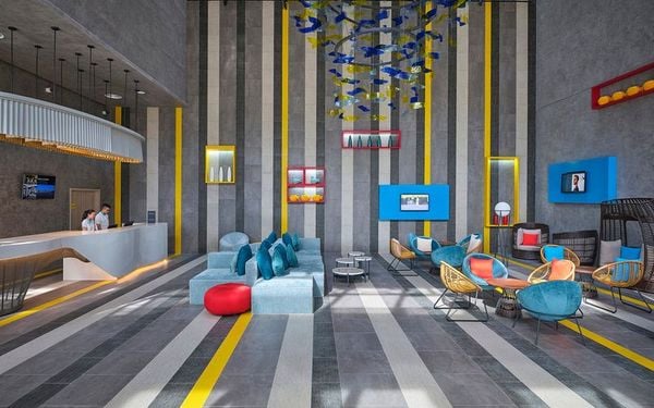 Sảnh đón khách với thiết kế hiện đại trẻ trung tại khách ibis Styles Vũng Tàu