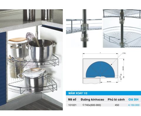 Mâm xoay 1/2 inox 304 101021(450) – Higold