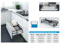 Kệ chén dĩa bản bắt mặt hộc inox 304 303301(600), 303302(700), 303303(800), 303304(900) – HIGOLD