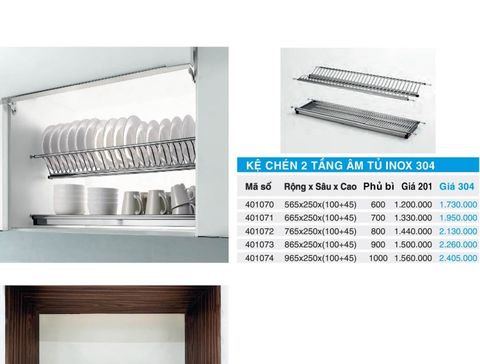 Kệ chén 2 tầng âm tủ 401070(600), 401071(700), 401072(800), 401073(900), 401074(1000) – HIGOLD