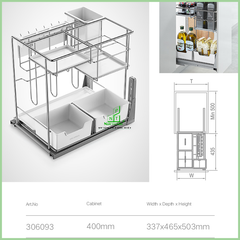 Kệ gia vị Martin ray giảm chấn Inox 304 mã 306093(400) – Higold