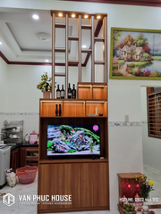 THI CÔNG - BÀN GIAO VÁCH LAM TRANG TRÍ KẾT HỢP TỦ TIVI - ANH PHONG- P. CAM PHÚC BẮC. TP. CAM RANH