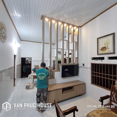 THI CÔNG - BÀN GIAO VÁCH LAM TRANG TRÍ KẾT HỢP TỦ TIVI - ANH THU - X. CAM THÀNH NAM - TP. CAM RANH
