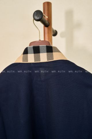  Burberry Check Collar Cotton Polo Shirt. 