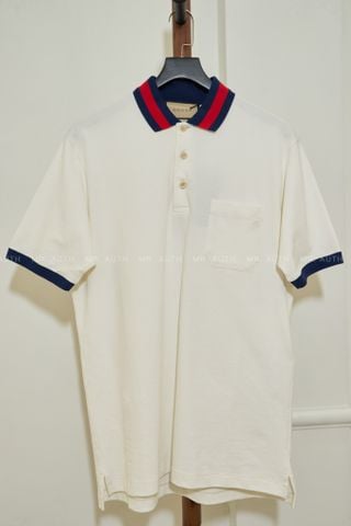  Gucci Cotton Piquet Polo With Web Collar. 