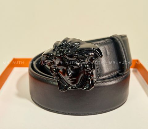  Versace Medusa Embossed Greca Leather Belt. 