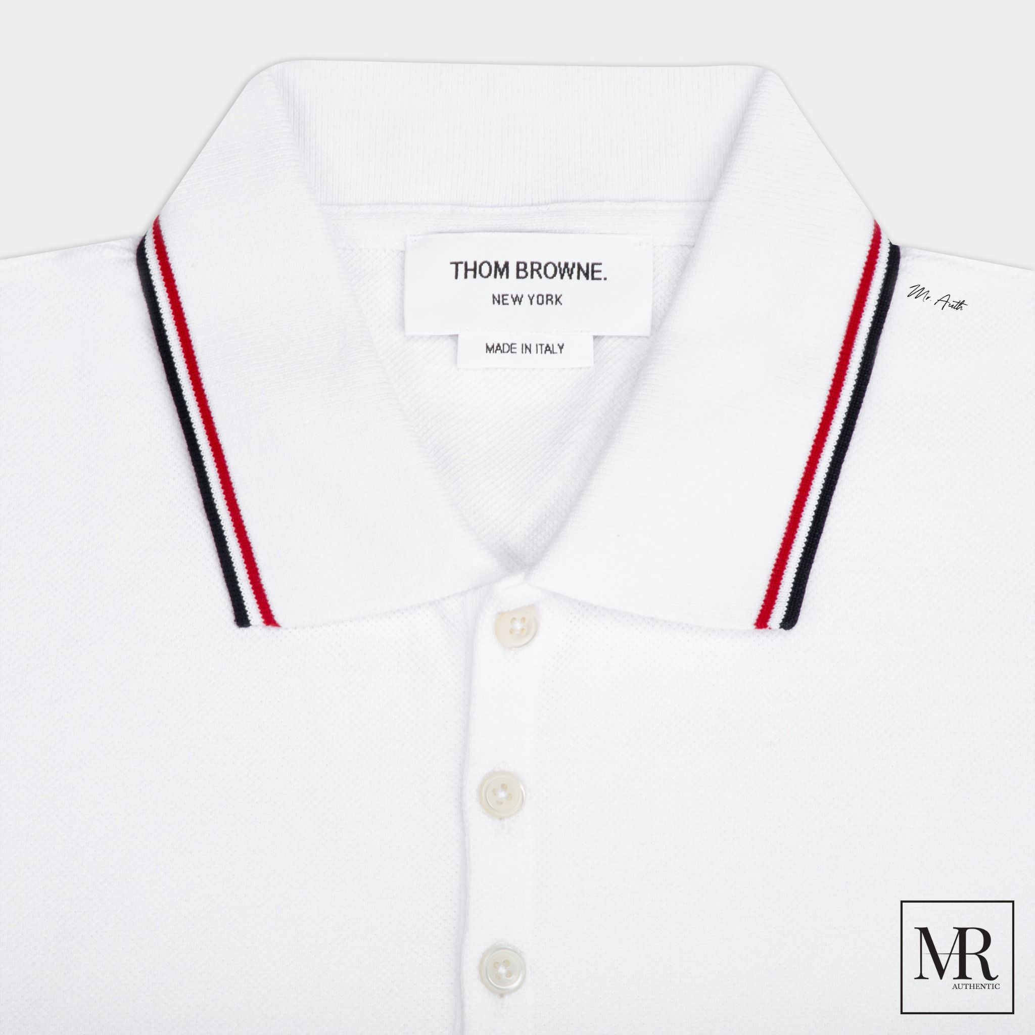 Áo Thom Browne Classic Pique Stripe Short Sleeve Polo.