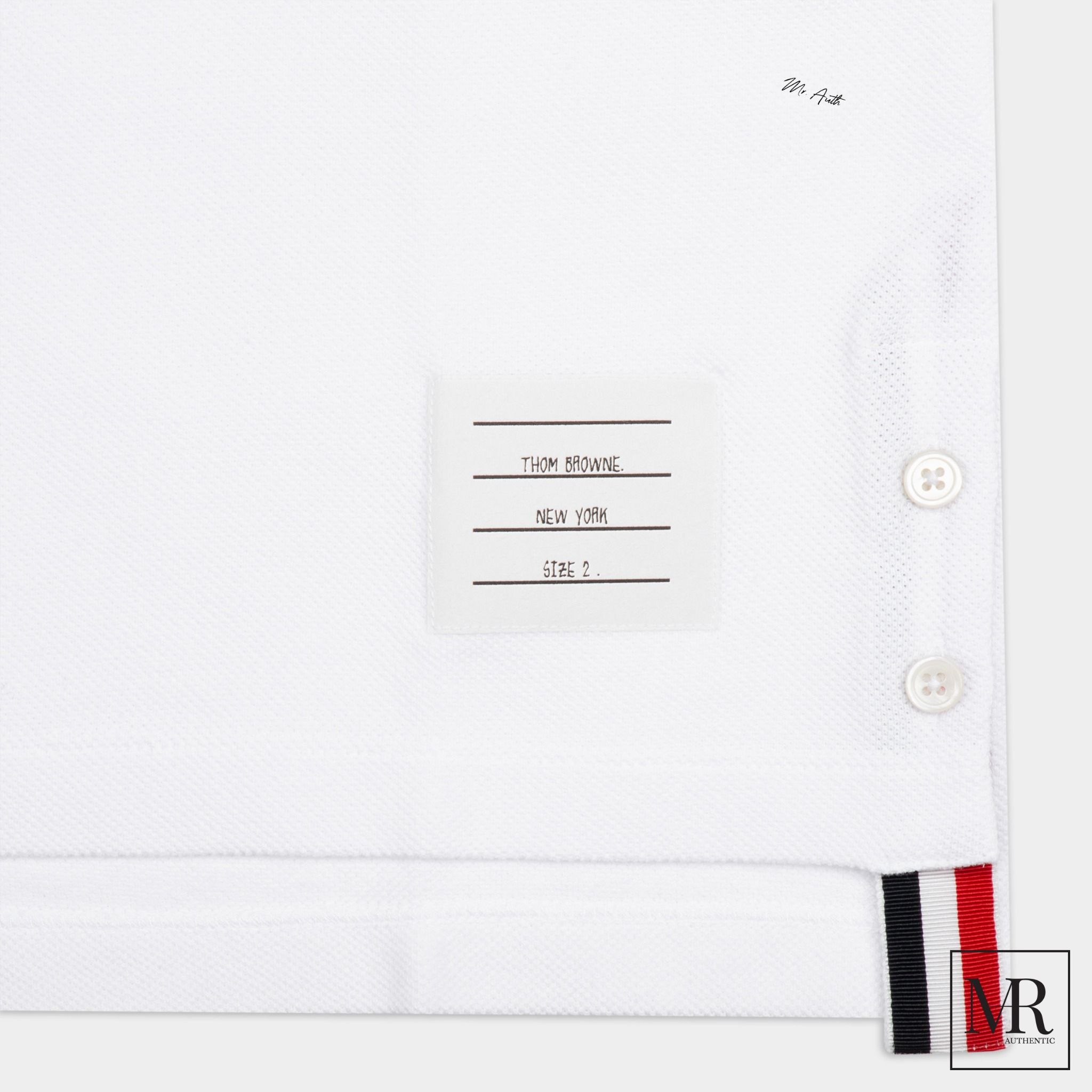 Áo Thom Browne Classic Pique Stripe Short Sleeve Polo.