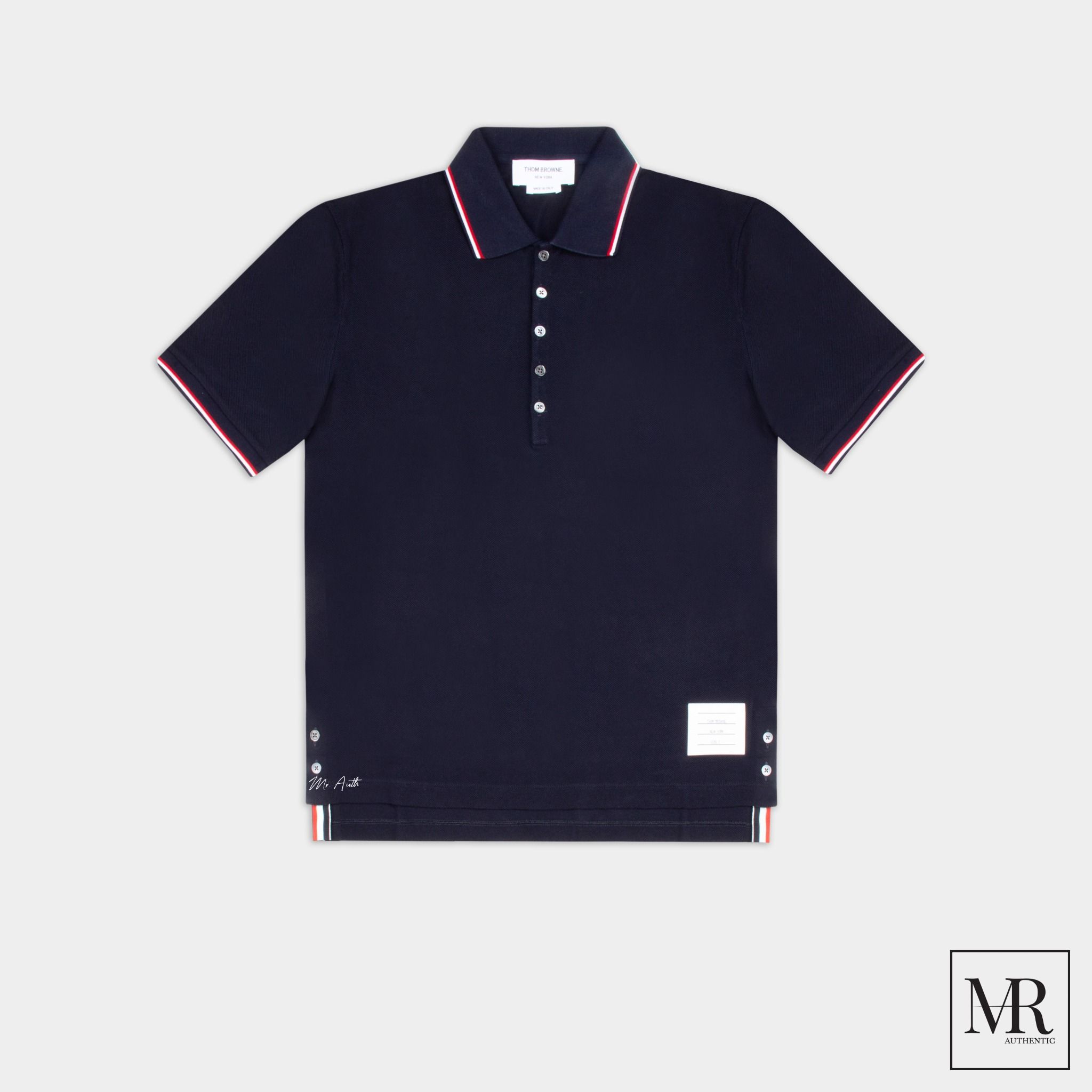 Áo Thom Browne Classic Pique Stripe Short Sleeve Polo.