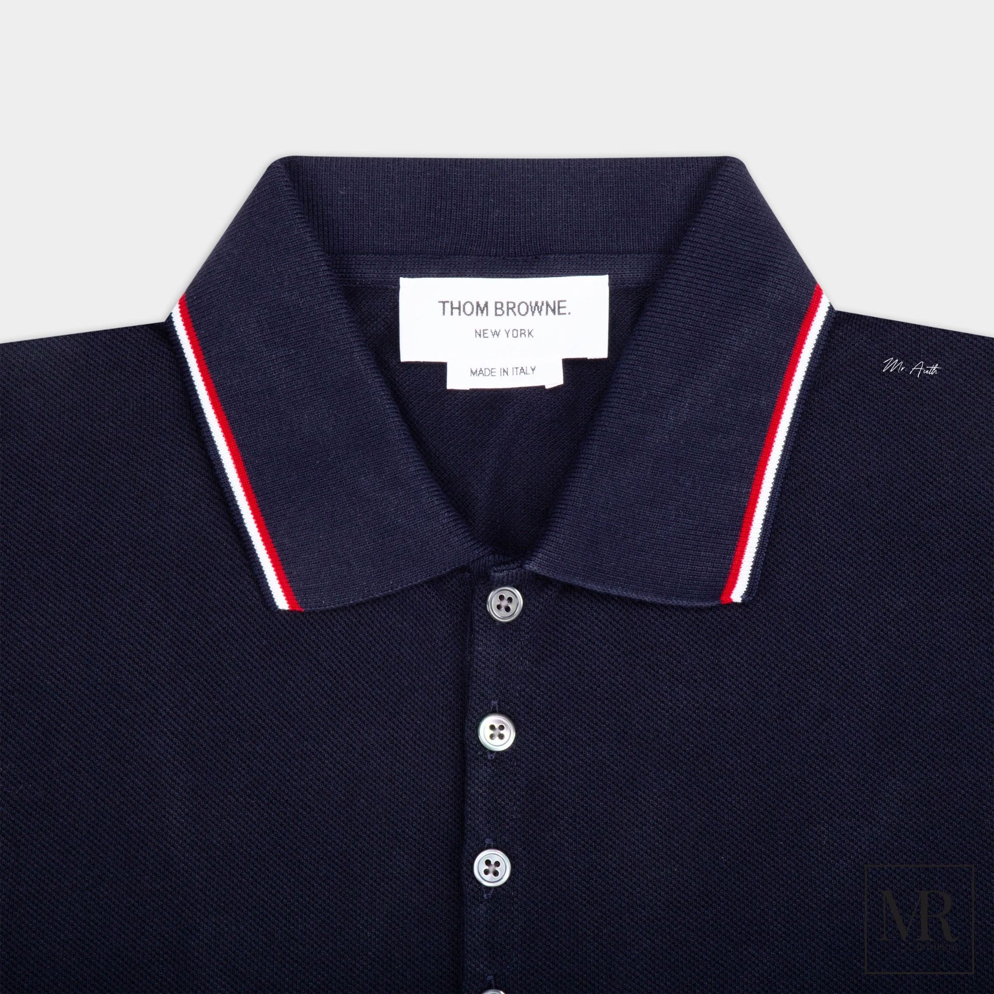 Áo Thom Browne Classic Pique Stripe Short Sleeve Polo.
