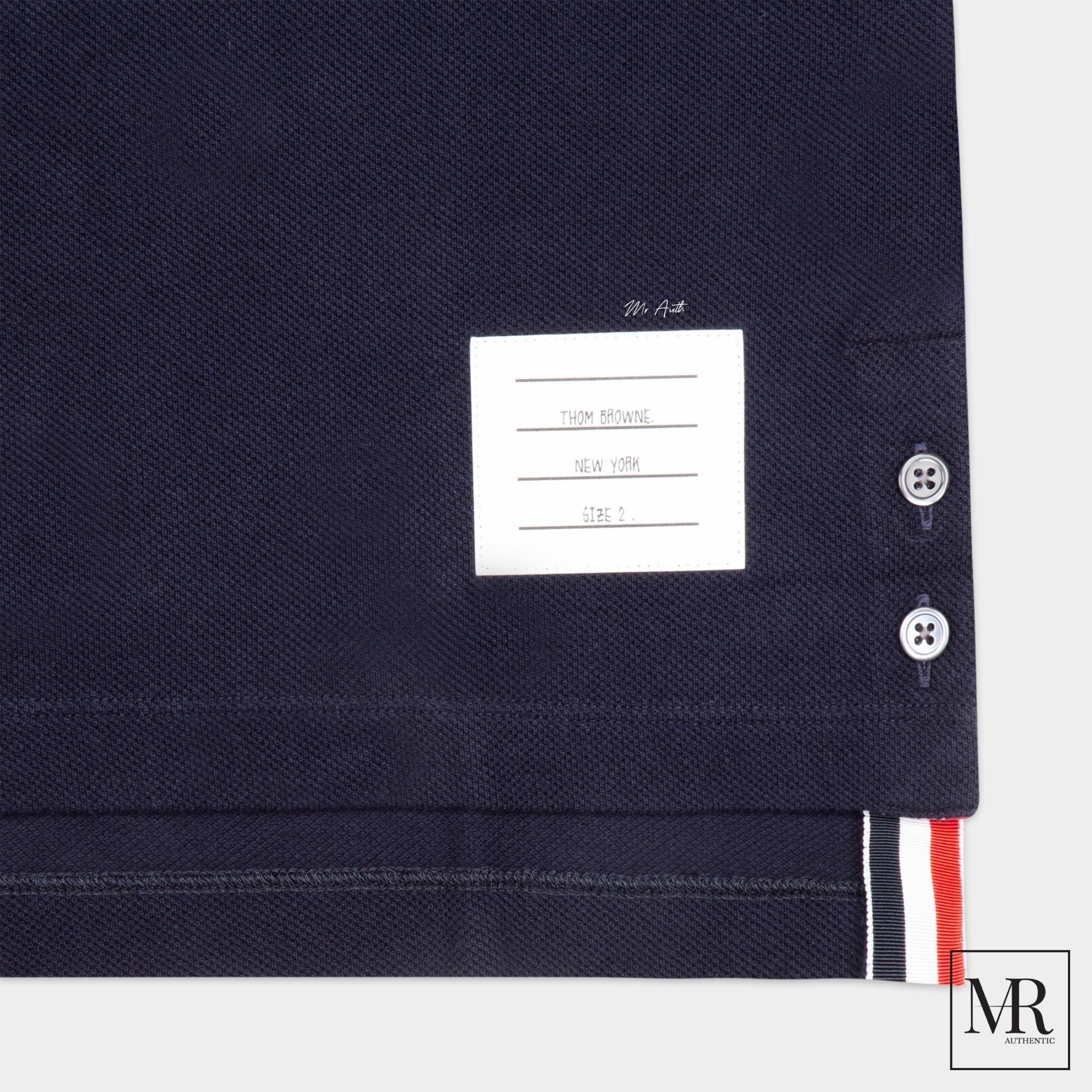 Áo Thom Browne Classic Pique Stripe Short Sleeve Polo.