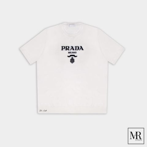  Áo Prada Logo-intarsia Knitted Short-sleeve Top. 