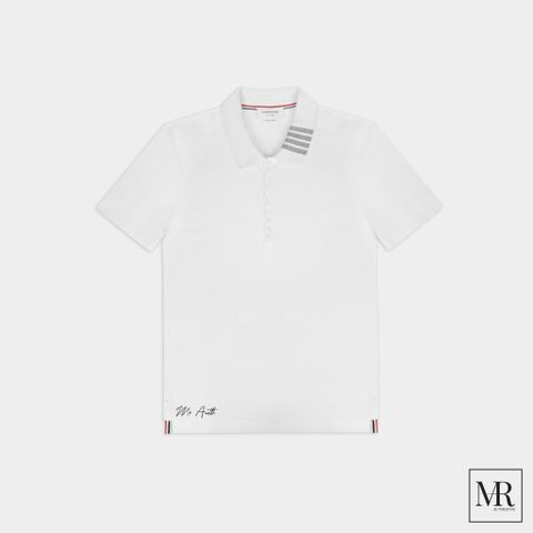 Áo Thome Browne Ribbed Short-Sleeve Polo Shirt. 