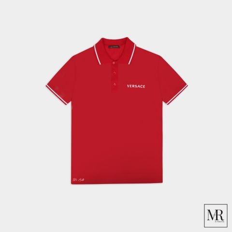  Áo Versace With Embroidered Logo Polo Shirt. 