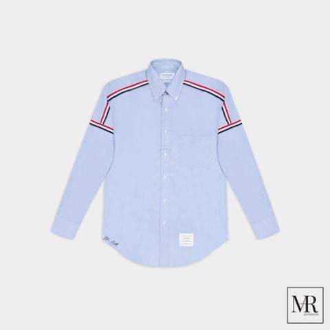  Áo Thom Browne White Oxford Seamed Elastic Stripe Classic Shirt. 