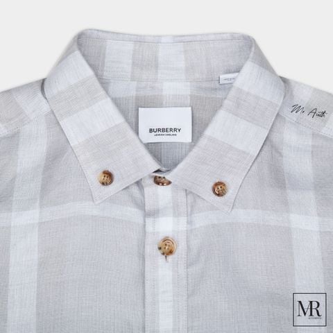  Áo Burberry Checked Linen Shirt. 