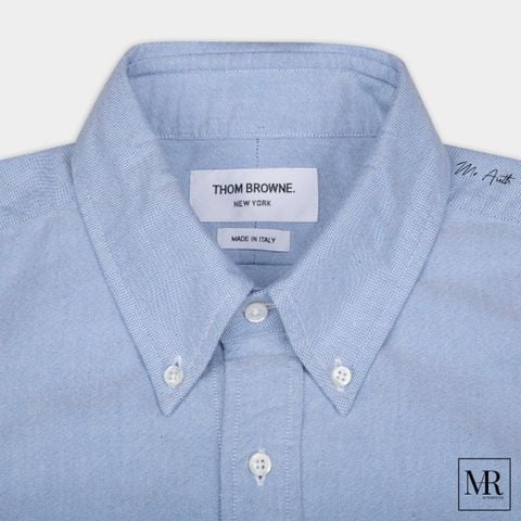  Áo Thom Browne Light Blue Oxford Stripe 4-Bar Straight Fit Shirt 