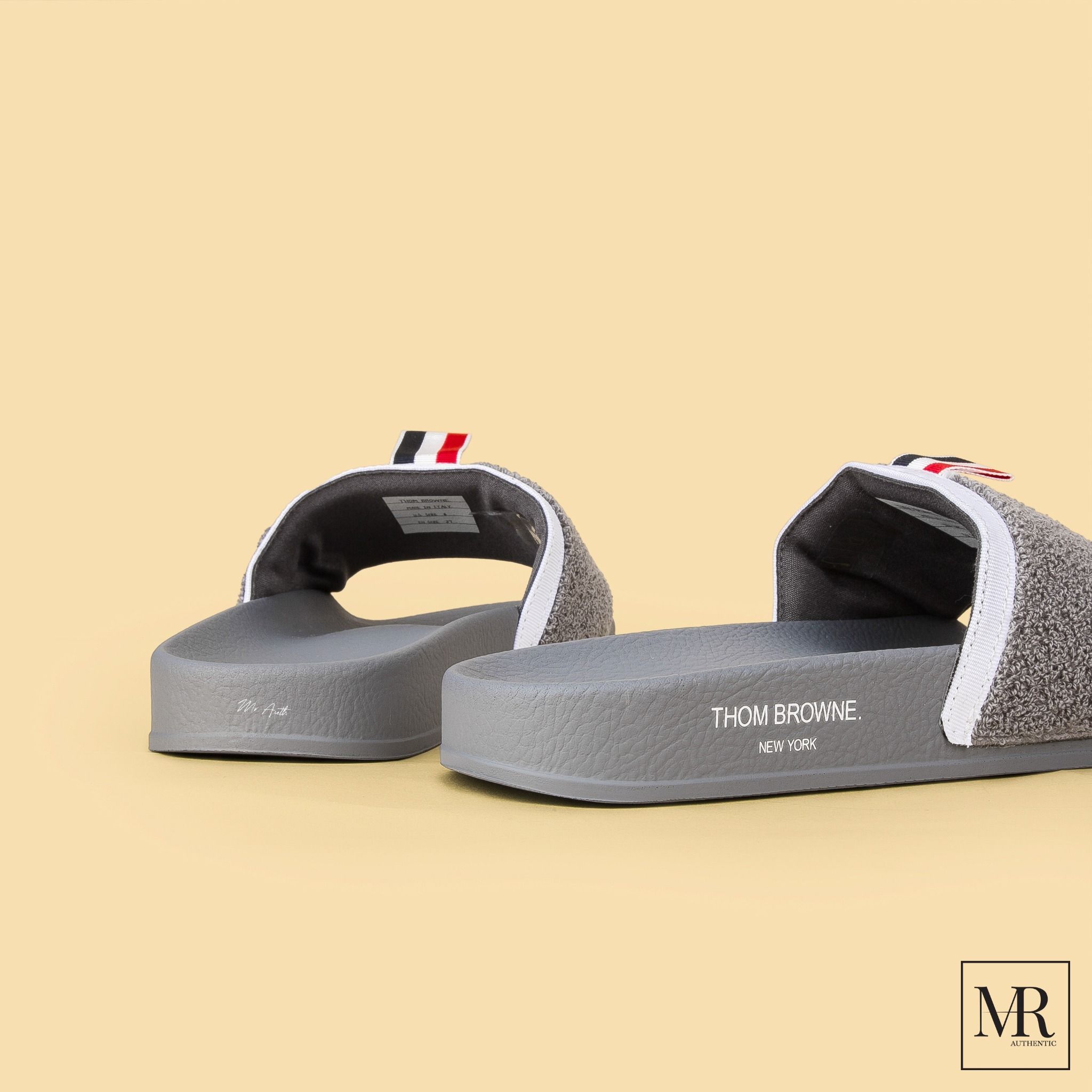 Dép Thom Browne Terry Cloth Rubber Slide Sandals.