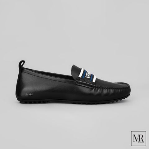  Giày Versace Black Leather Mocassin. 