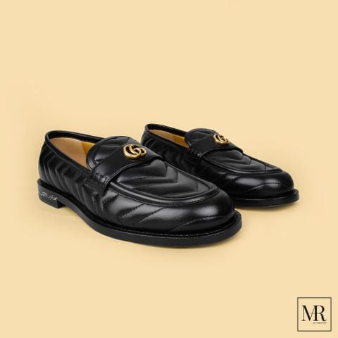  Giày Gucci Marmont GG Logo Chevron Quilted Leather Loafers. 