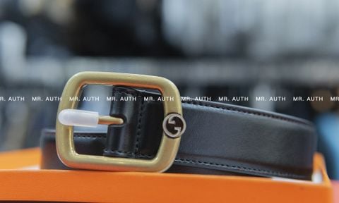  Gucci 3cm Squared buckle leather belt 