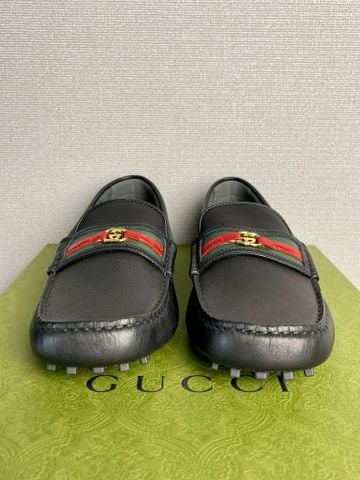  Giày Gucci Black Leather Mocassin. 