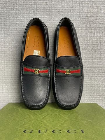  Giày Gucci Black Leather Mocassin. 