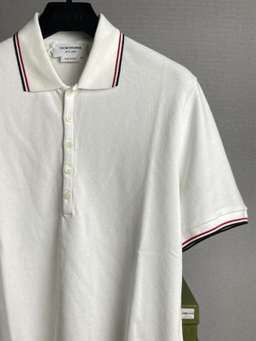  Thom Browne Classic Pique Stripe Short Sleeve Polo. 