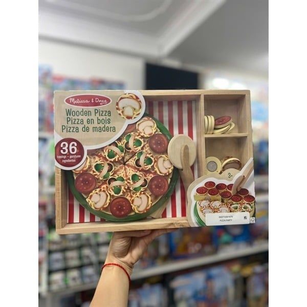 23win08 com pizza bằng gỗ Melissa & Doug Pizza Party Wooden Play Food Set