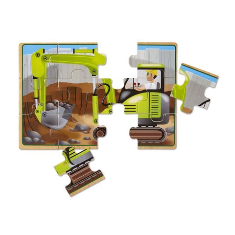  Đồ chơi tranh ghép gỗ Melissa & Doug Construction Vehicles 4-in-1 Wooden Jigsaw Puzzles (48pc) -B000Q78AX6 