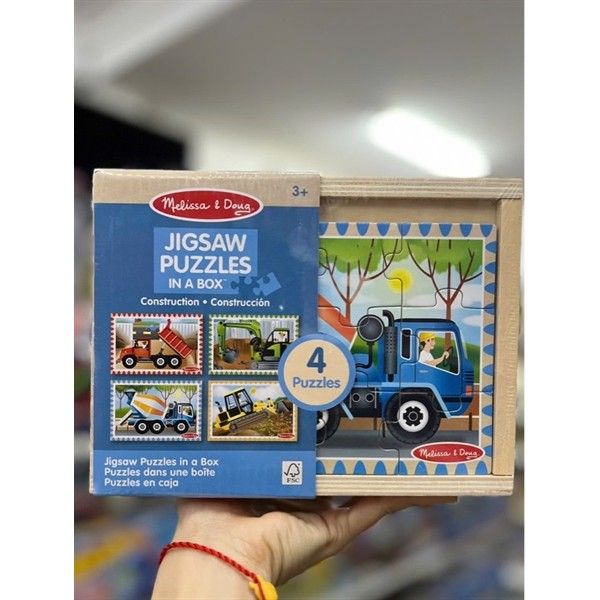 23win08 com tranh ghép gỗ Melissa & Doug Construction Vehicles 4-in-1 Wooden Jigsaw Puzzles (48pc) -B000Q78AX6