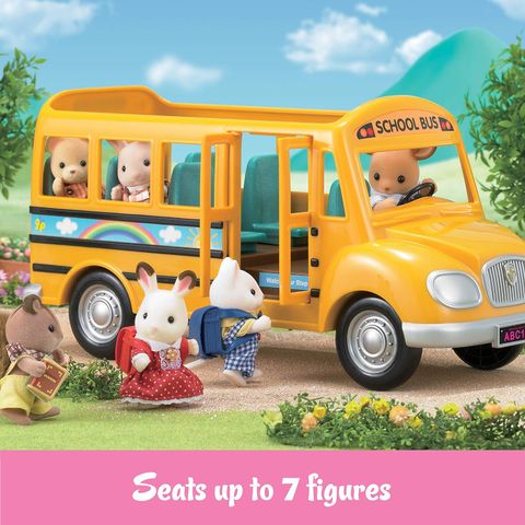  Đồ chơi mô hình xe Calico Critters School Bus, Toy Vehicle for Dolls 