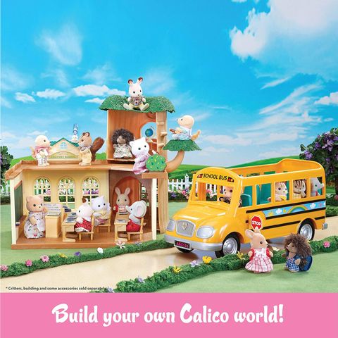  Đồ chơi mô hình xe Calico Critters School Bus, Toy Vehicle for Dolls 