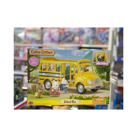  Đồ chơi mô hình xe Calico Critters School Bus, Toy Vehicle for Dolls 