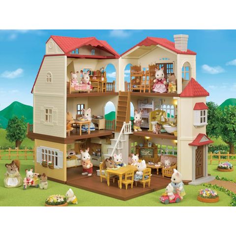  Bộ đồ chơi nhà búp bê Calico Critters Red Roof Cozy Cottage, Dollhouse Playset with Figure, Furniture and Accessories 