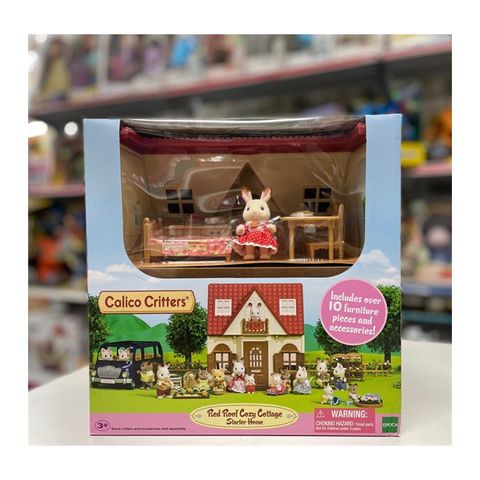  Bộ đồ chơi nhà búp bê Calico Critters Red Roof Cozy Cottage, Dollhouse Playset with Figure, Furniture and Accessories 