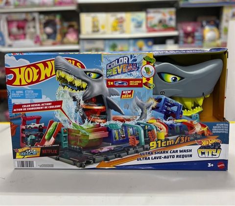  HTN82 Hot Wheels Ultra Shark Car Wash Playset 