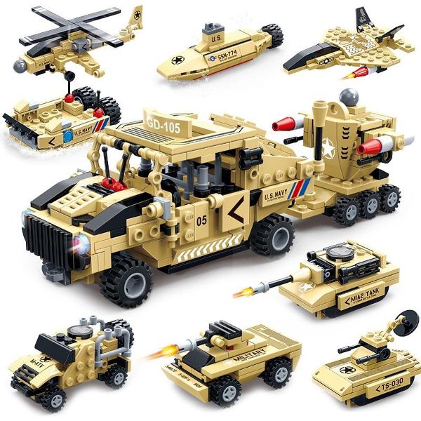 Lắp ráp xe quân sự đồ chơi (8 trong 1) GUDI 8718-1