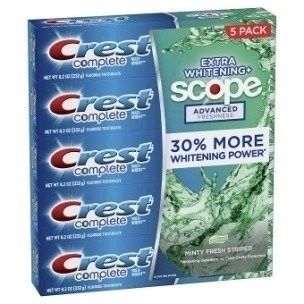  KEM ĐÁNH RĂNG CREST COMPLETE EXTRA WHITENING + SCOPE ADVANCED TOOTHPASTE 8.2OZ , 5-PACK 