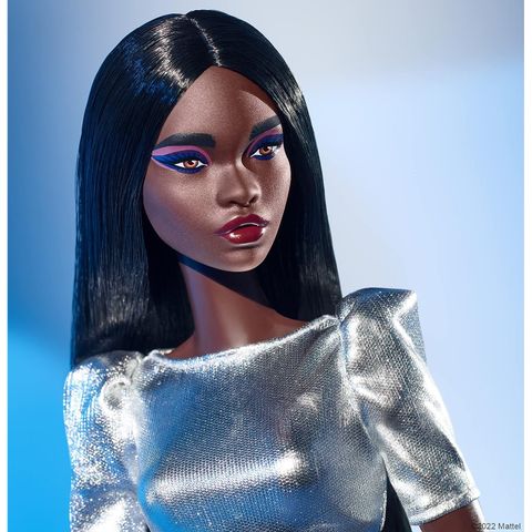  Đồ chơi búp bê thời trang Barbie Looks Collectible Fashion Doll, Posable with Sleek Black Hair & Metallic Top 