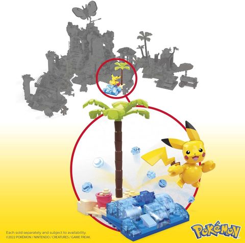  Đồ chơi lắp ghép HDL76 MEGA Pikachu Beach Splash Building Set 79 pcs 