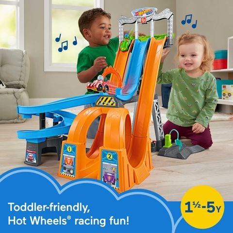  HSG46 - Fisher-Price Little People Toddler Playset, Hot Wheels Racing Loops Tower 