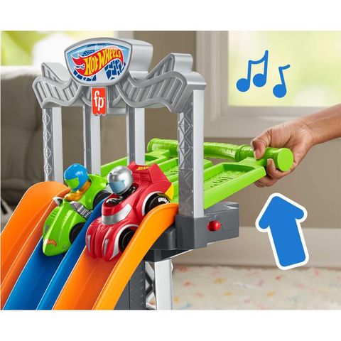  HSG46 - Fisher-Price Little People Toddler Playset, Hot Wheels Racing Loops Tower 